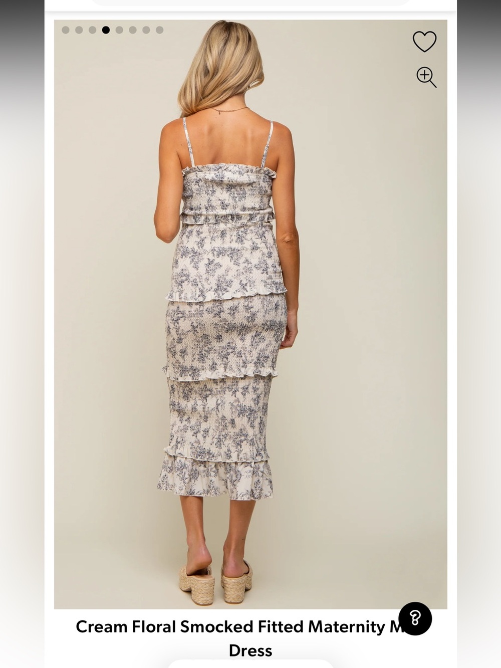 Pinkblush Floral Maternity Midi Dress in Light Gray and Lavender - Picture 4 of 5